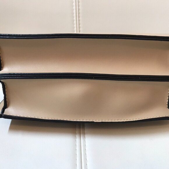 Beige Faux Suede and Faux Leather Crossbody Bag Purse Satchel with Top Handle - Picture 6 of 9